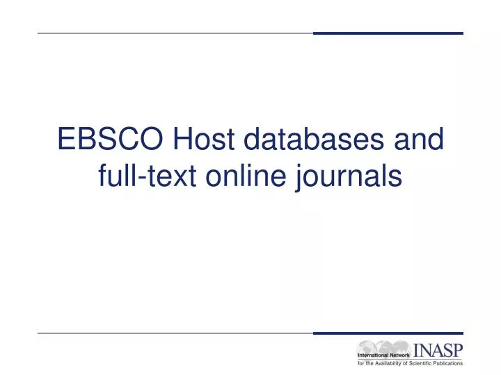 ebsco host databases and full text online journals