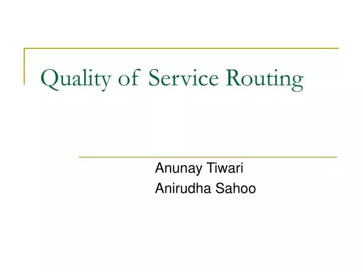 quality of service routing