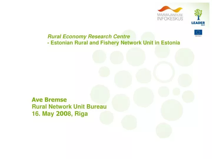 rural economy research centre estonian rural and fishery network unit in estonia