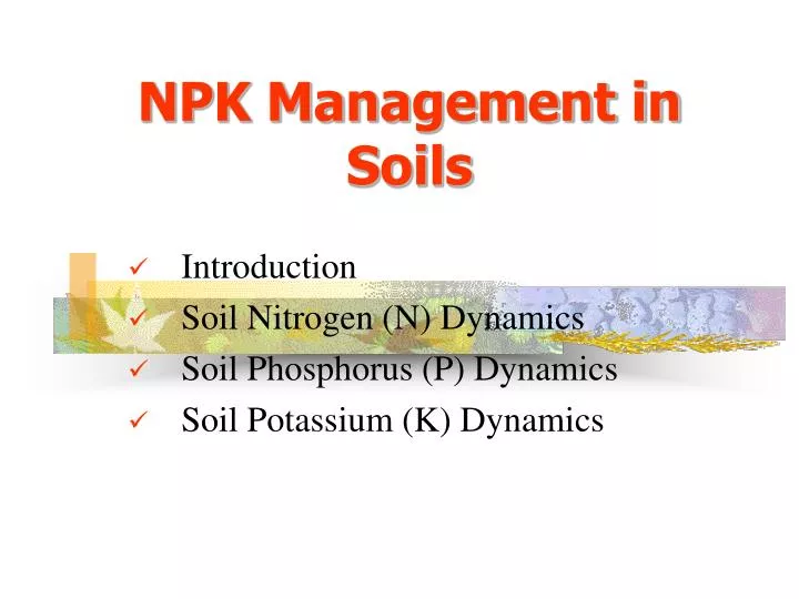 npk management in soils