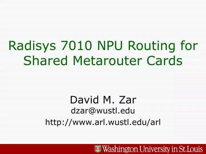 radisys 7010 npu routing for shared metarouter cards