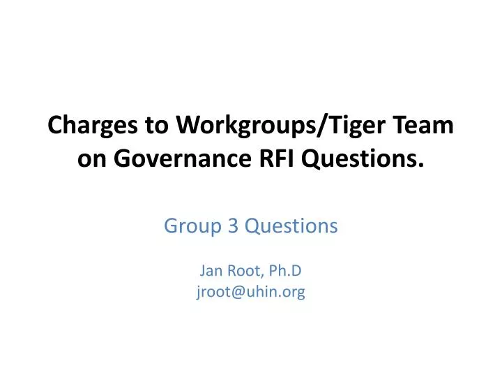 charges to workgroups tiger team on governance rfi questions