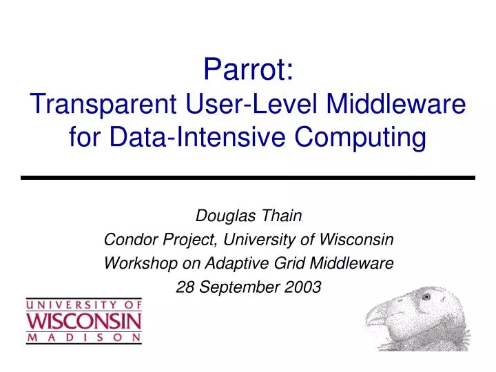 parrot transparent user level middleware for data intensive computing