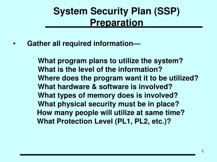 system security plan ssp preparation