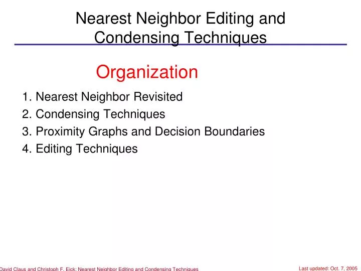 nearest neighbor editing and condensing techniques