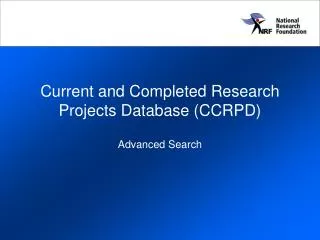 Current and Completed Research Projects Database (CCRPD)