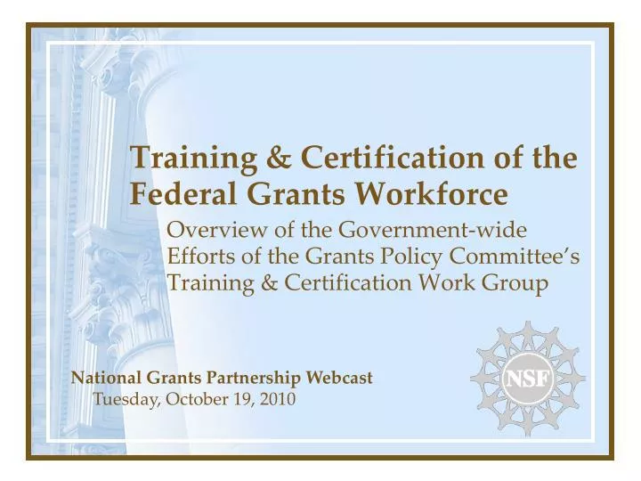 training certification of the federal grants workforce