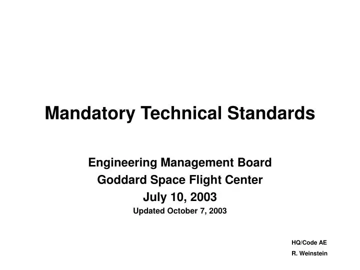 mandatory technical standards