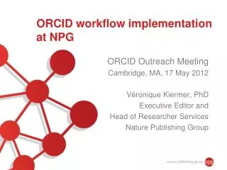 ORCID workflow implementation at NPG
