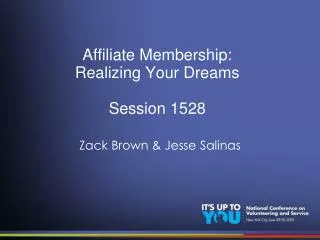 Affiliate Membership: Realizing Your Dreams Session 1528