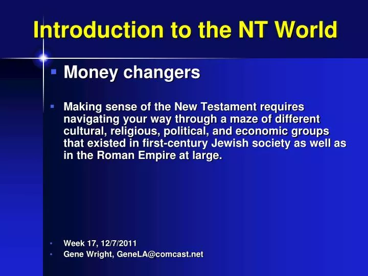 introduction to the nt world