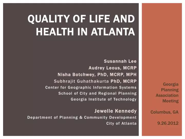 quality of life and health in atlanta