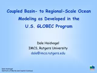 Coupled Basin- to Regional-Scale Ocean Modeling as Developed in the U.S. GLOBEC Program