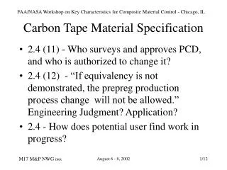 Carbon Tape Material Specification