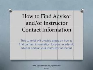 How to Find Advisor and/or Instructor Contact Information