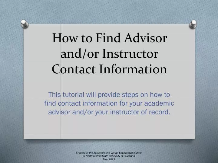 how to find advisor and or instructor contact information