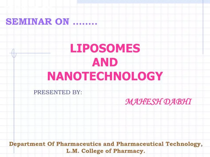 liposomes and nanotechnology