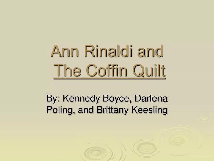 ann rinaldi and the coffin quilt