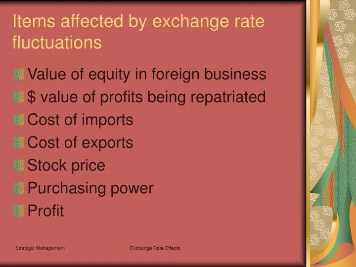 items affected by exchange rate fluctuations