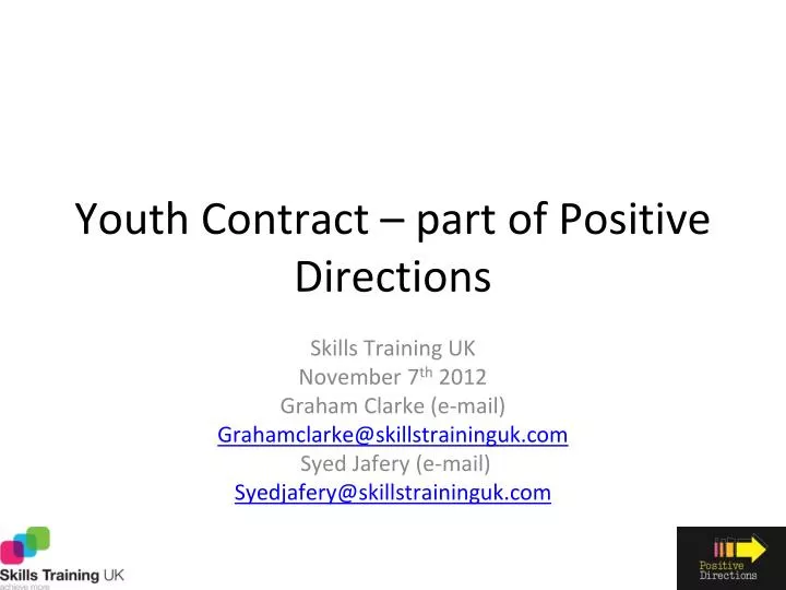 youth contract part of positive directions