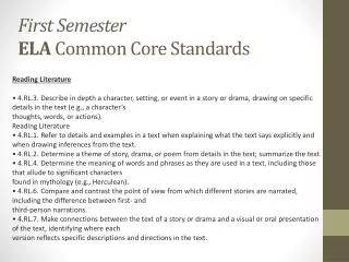 First Semester ELA Common Core Standards