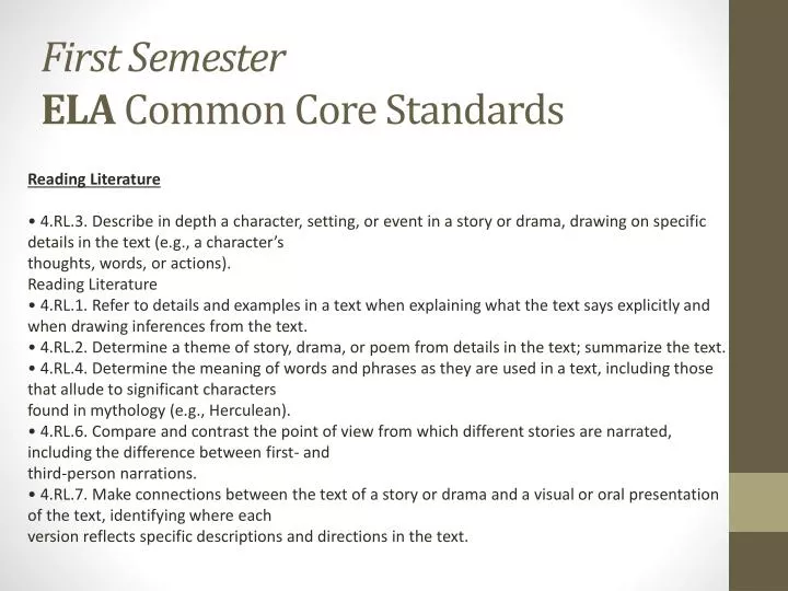 first semester ela common core standards
