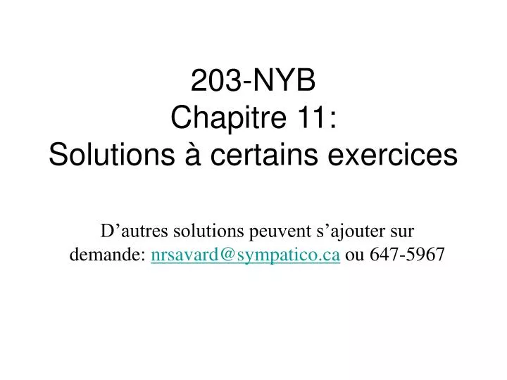 203 nyb chapitre 11 solutions certains exercices
