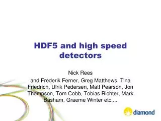 HDF5 and high speed detectors