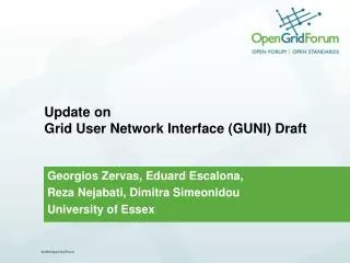 Update on Grid User Network Interface (GUNI) Draft