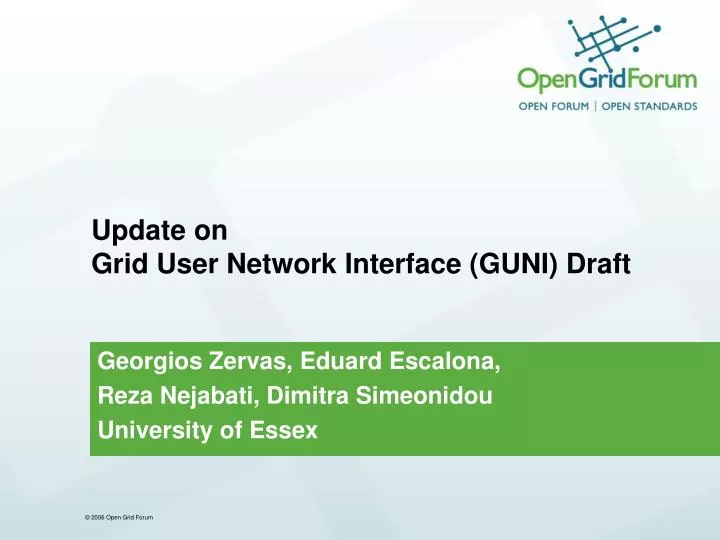 update on grid user network interface guni draft