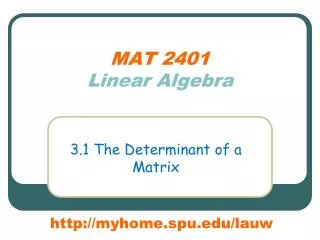 MAT 2401 Linear Algebra