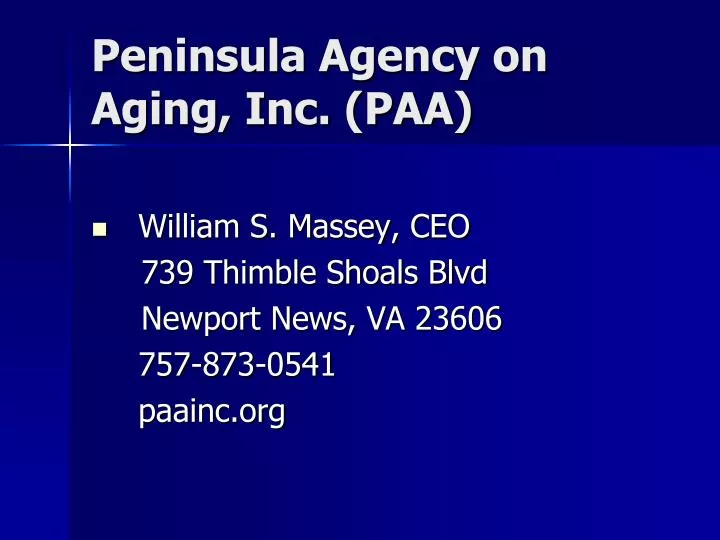 peninsula agency on aging inc paa