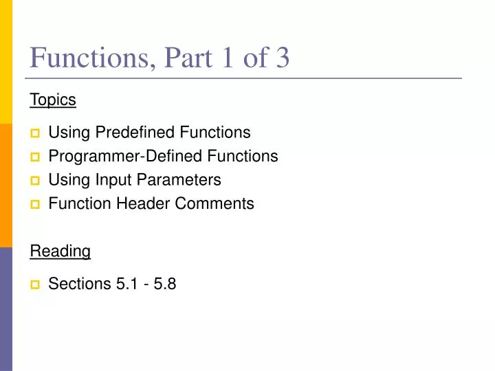 functions part 1 of 3