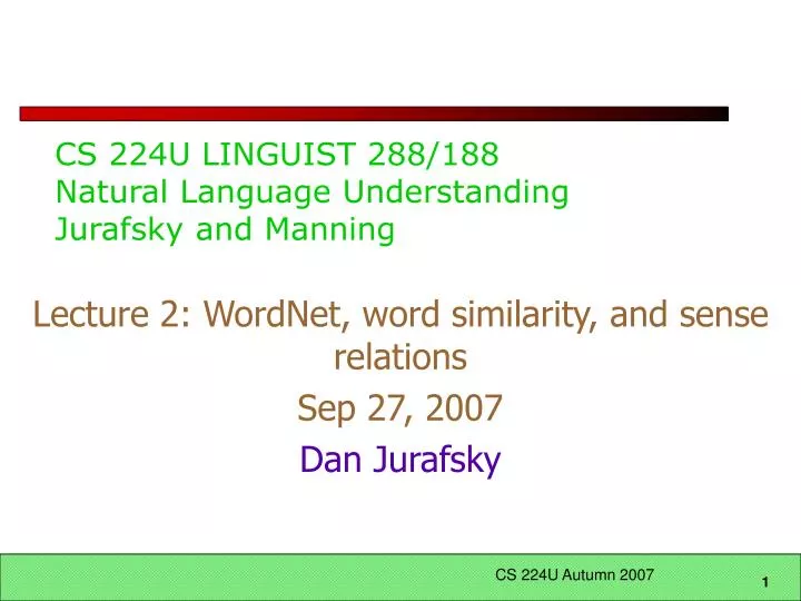 cs 224u linguist 288 188 natural language understanding jurafsky and manning