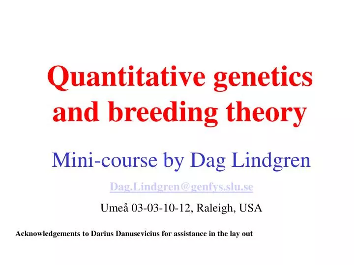 quantitative genetics and breeding theory