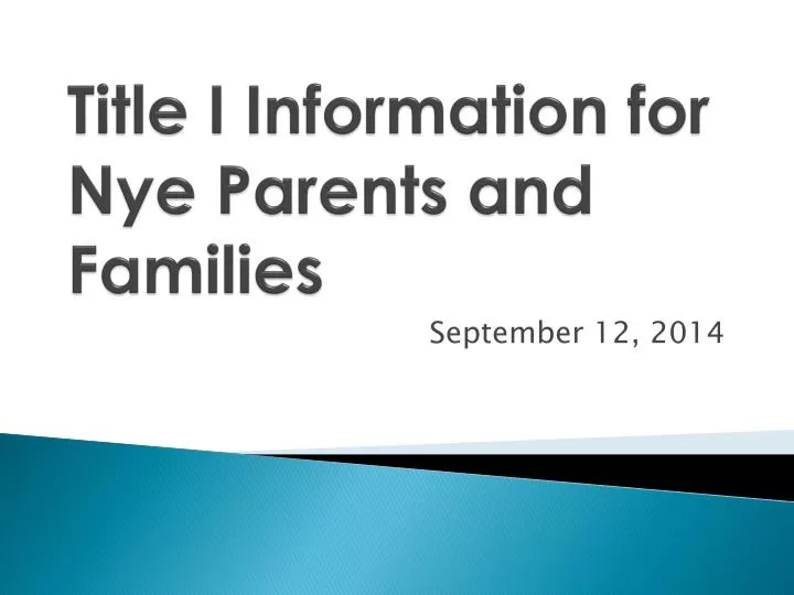 title i information for nye parents and families