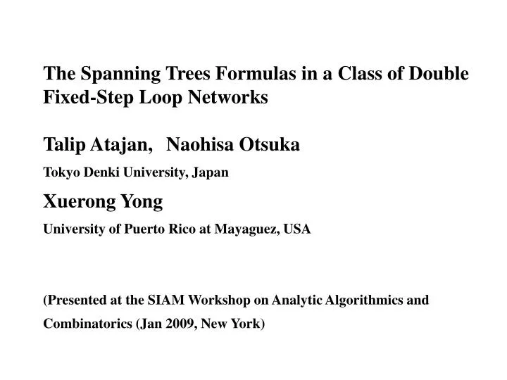 the spanning trees formulas in a class of double fixed step loop networks