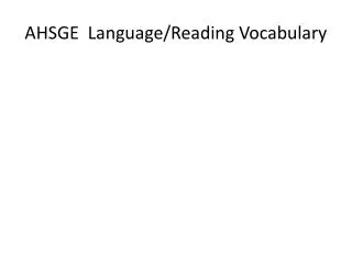 AHSGE Language/Reading Vocabulary