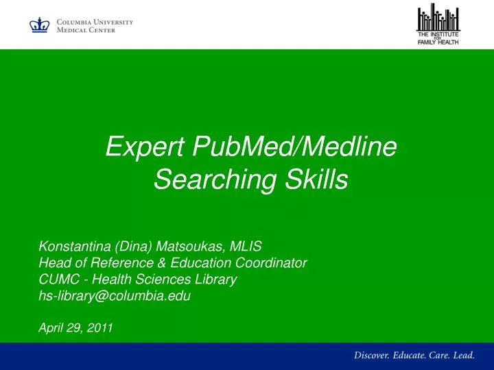 expert pubmed medline searching skills