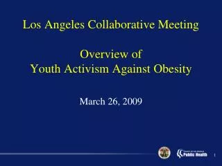 Los Angeles Collaborative Meeting Overview of Youth Activism Against Obesity