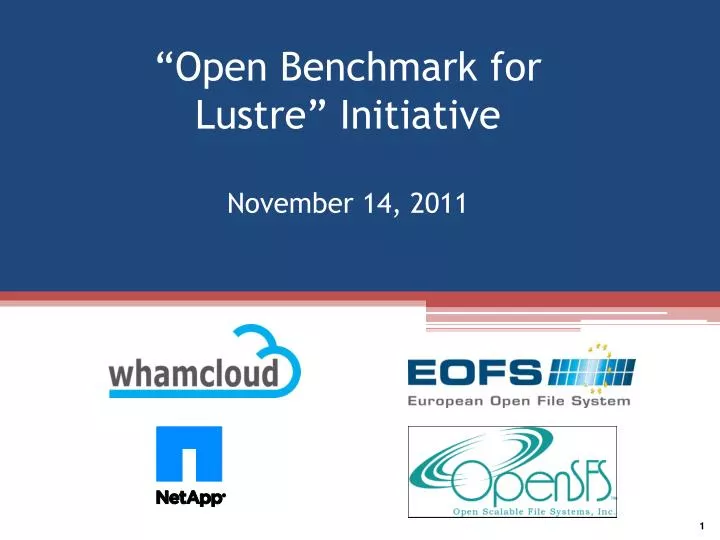 open benchmark for lustre initiative november 14 2011