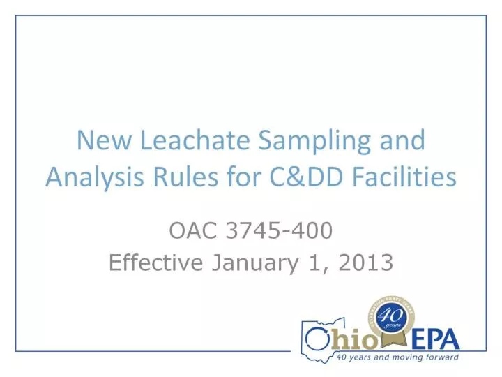 new leachate sampling and analysis rules for c dd facilities