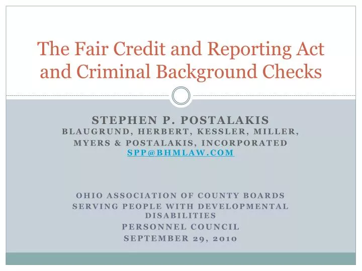 the fair credit and reporting act and criminal background checks