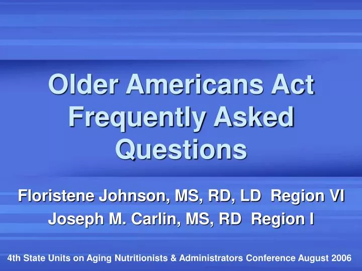 older americans act frequently asked questions
