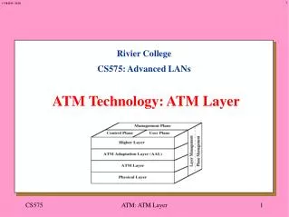 Rivier College CS575: Advanced LANs ATM Technology: ATM Layer