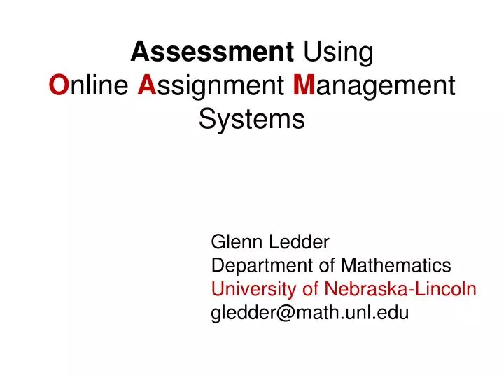 assessment using o nline a ssignment m anagement systems