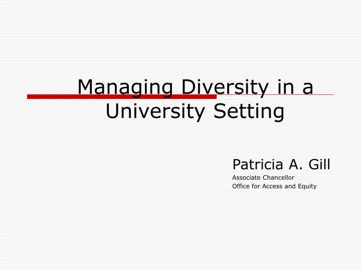 managing diversity in a university setting
