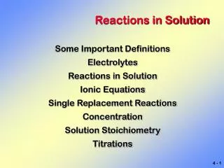 Reactions in Solution