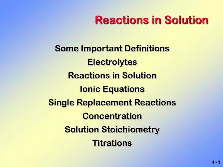 reactions in solution