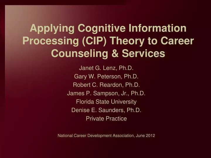 applying cognitive information processing cip theory to career counseling services